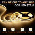 Any Length Cuttable COB Strip Light, 9W/M, 5Meters/Roll, 3000K Ra>90, 16.5ft / 200lm/ft 24V