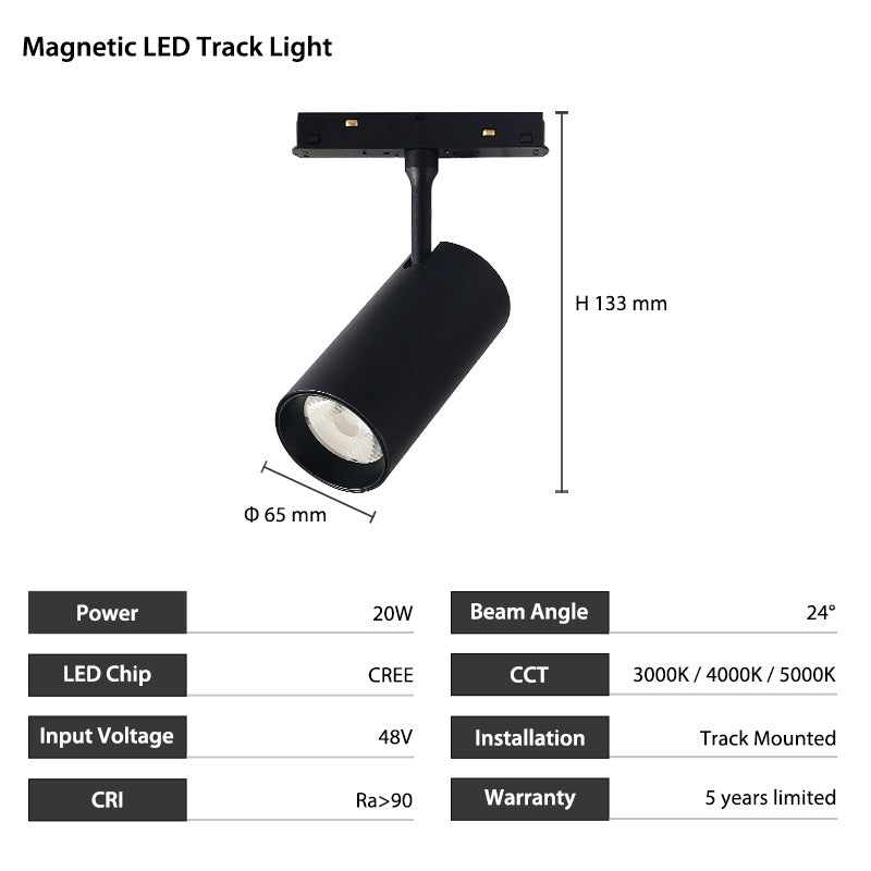 20W 48V CREE Magnetic COB LED Track Light