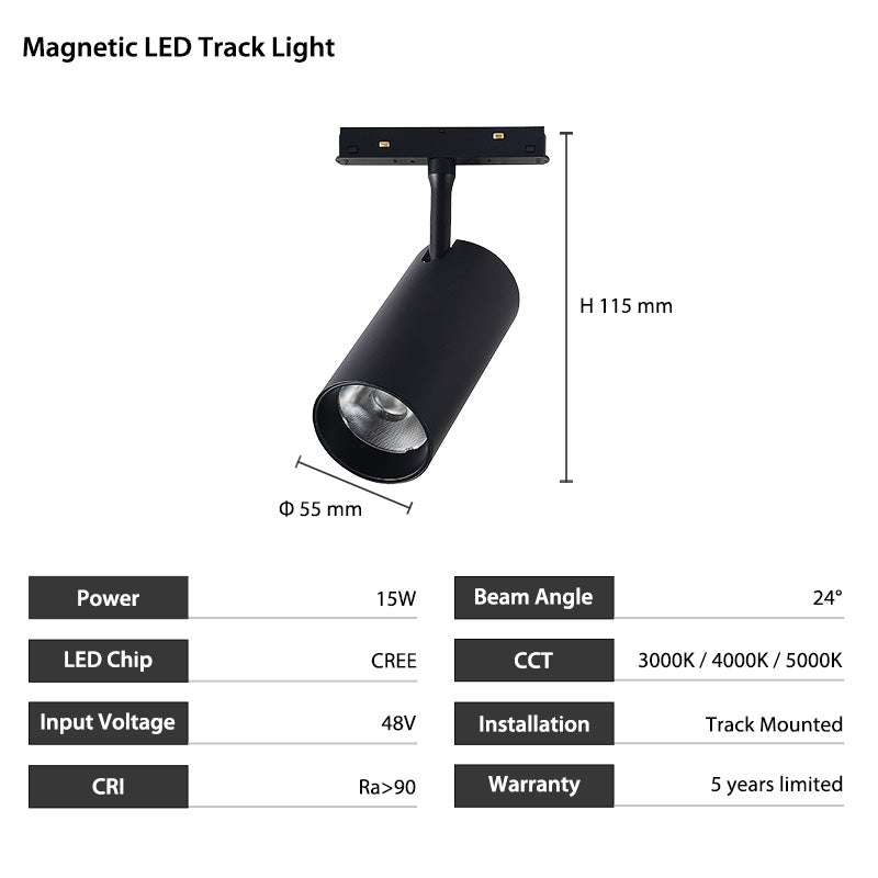 15W 48V CREE Magnetic LED Track Light