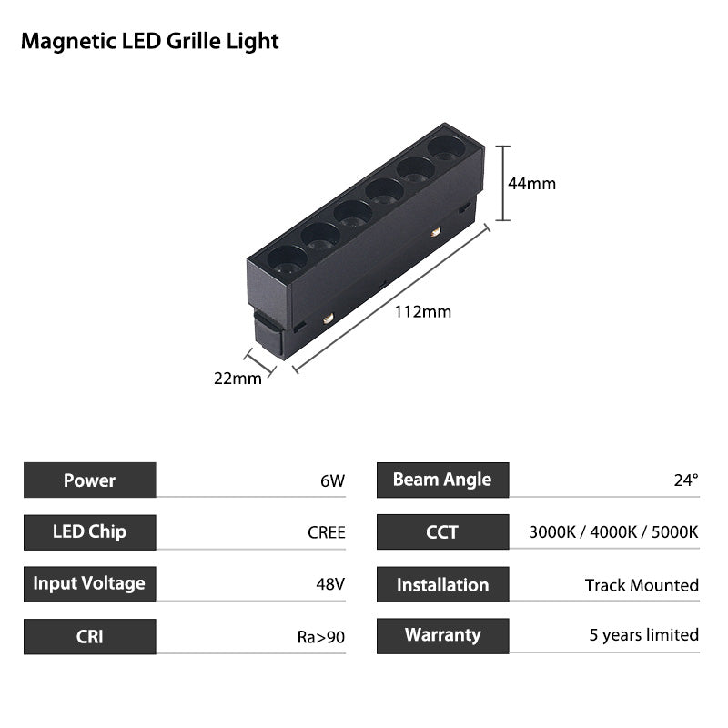 Anti Glare 6W 48V Magnetic LED Grille Light