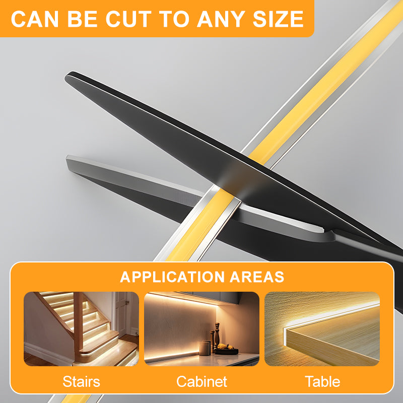 Any Length Cuttable COB Strip Light, 9W/M, 5Meters/Roll, 3000K Ra>90, 16.5ft / 200lm/ft 24V